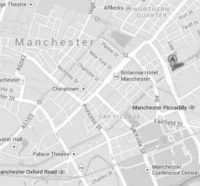 This is a small scale map of the southwest environmental office location in Manchester we are situated to the east of the city centre to East of China Town and the Britannia Hotel your situated north of Manchester Piccadilly station on 111 picadilly
